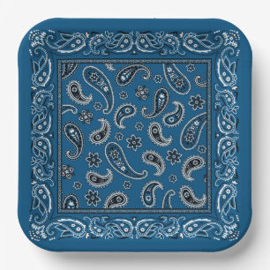 Blue and White Cowboy Paper Plates
