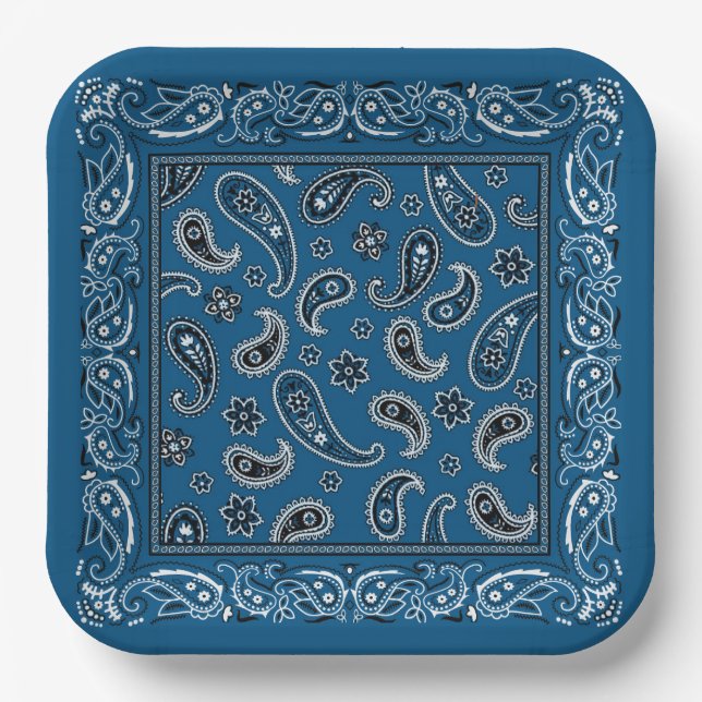 Blue and White Cowboy  Paper Plates (Front)