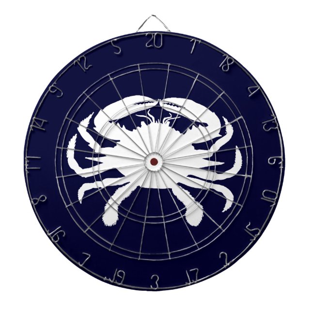 Blue and White Crab Shape Dartboard With Darts (Front)