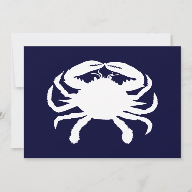 Blue and White Crab Shape Invitation (Front)