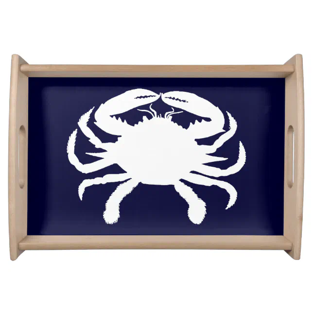 Blue and White Crab Shape Serving Tray Zazzle