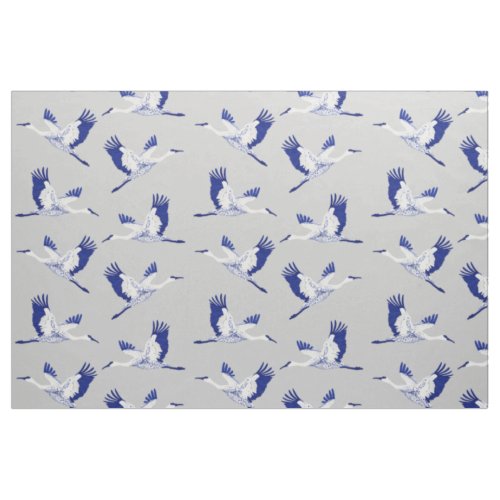 Blue and white cranes fabric