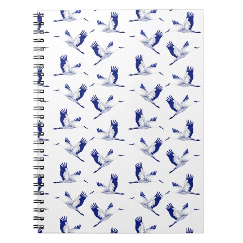 Blue and white cranes notebook