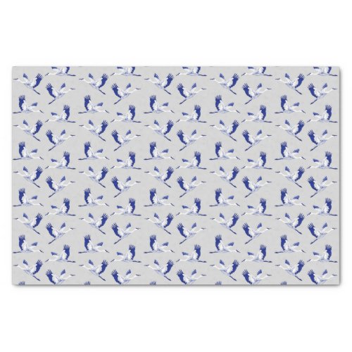 Blue and white cranes tissue paper