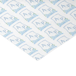 Blue And White Crest Wedding Branding Tissue Paper