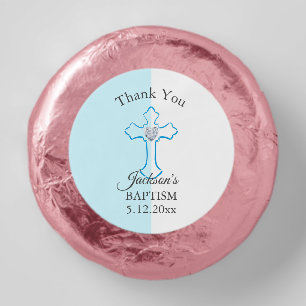 Blue and White Cross Baptism Favor Dipped Oreos Oreo Cookie Favors