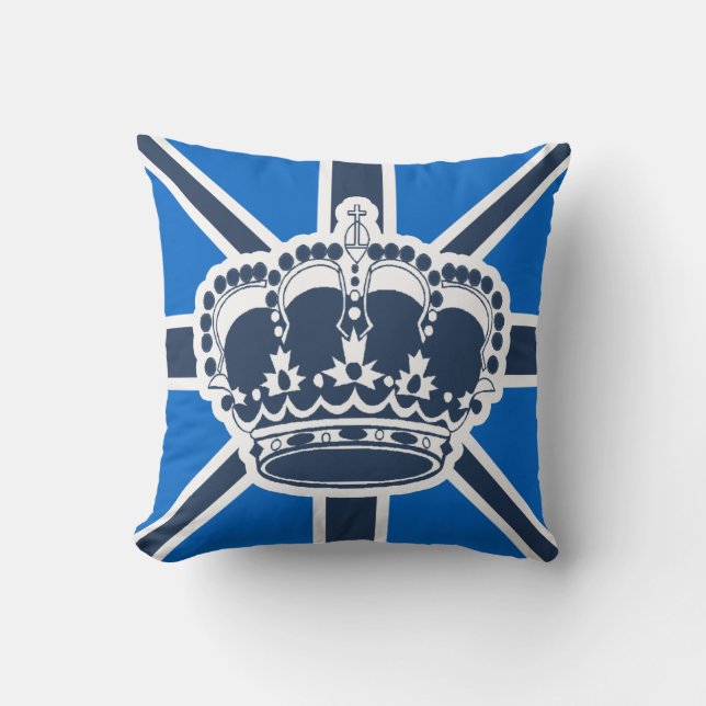 Blue and White Crown Pillow (Front)