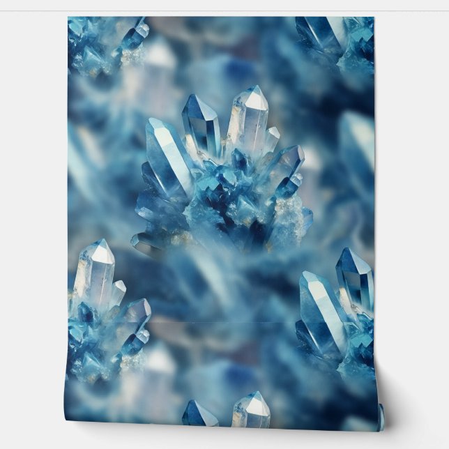 Blue and White Crystal Rock Wallpaper (Unrolling)