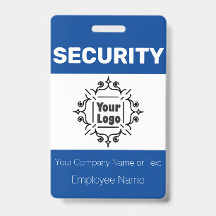 Blue and White Custom Logo Security Guard ID Badge