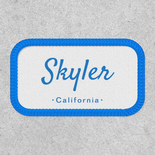 Blue and white custom name patches (Front)