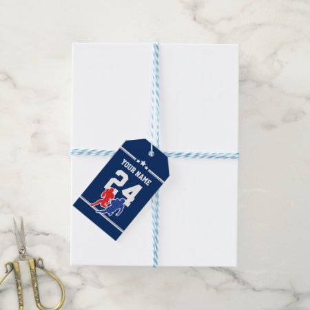 Blue And White Customizable Football Team Colors… Gift Tags