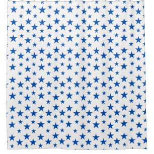 Blue And White Customizable Star Pattern Shower Curtain
