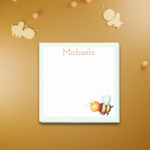 Blue and white cute honey bee personalized post-it notes