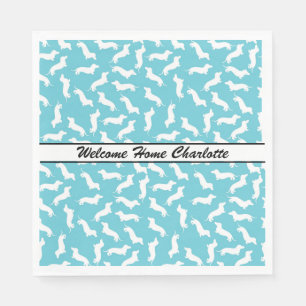 Blue and White Dachshund Party Napkins