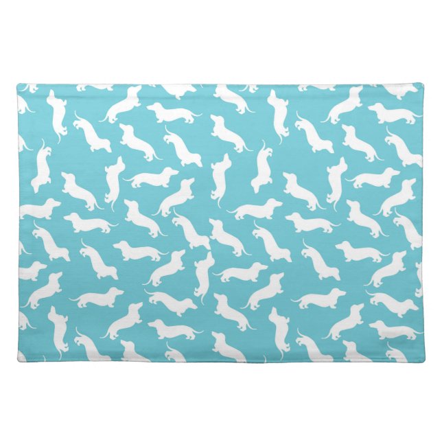 Blue and White Dachshund Place Mat (Front)