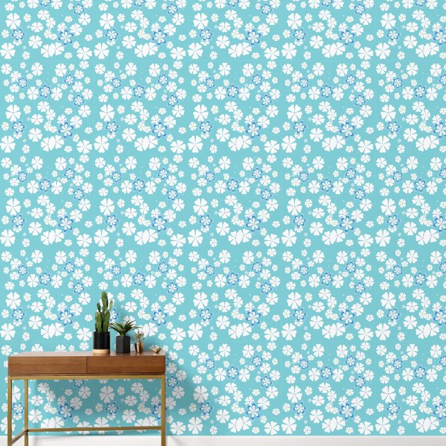 Blue and white daisies Wallpaper (Hallway)