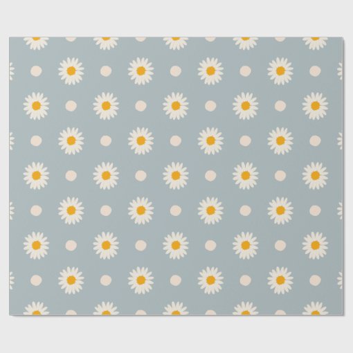 Blue and White Daisy Floral Pattern Wrapping Paper Zazzle