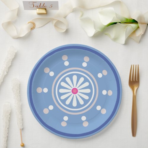 Blue and white daisy Paper Plate