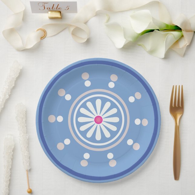Blue and white daisy Paper Plate (Wedding)