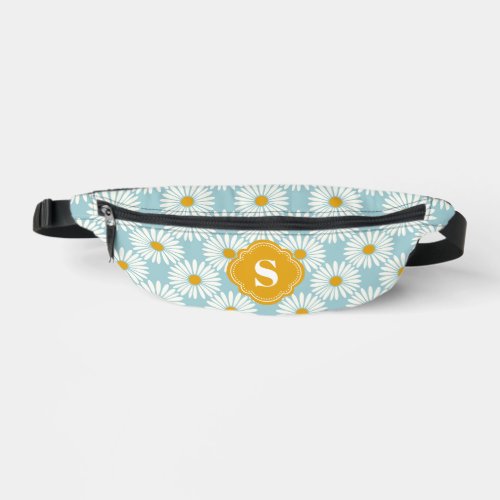 Blue And White Daisy Pattern Monogrammed Fanny Pack