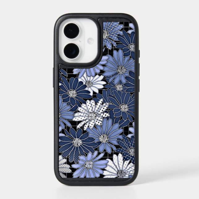 Blue and white daisy pattern otterbox iPhone case (Back)