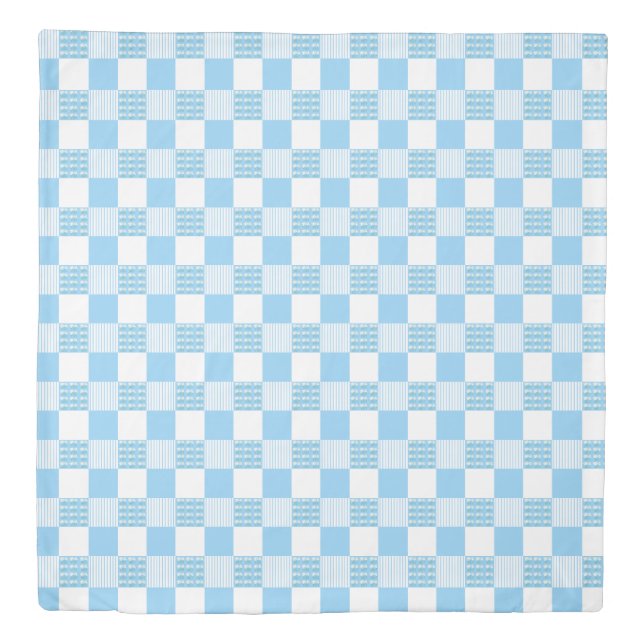 Blue and white daisy quilt squares duvet cover (Front)