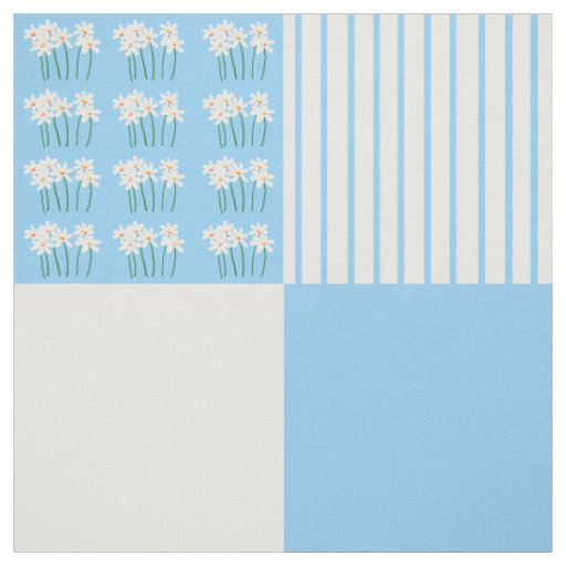 Blue and white daisy quilt squares fabric