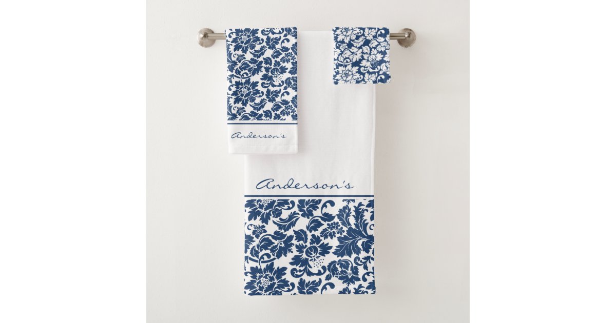 Classy Black and White Damask Bath Towel Set, Zazzle