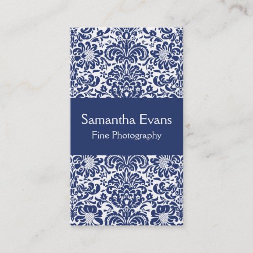 Blue and White Damask Business Card