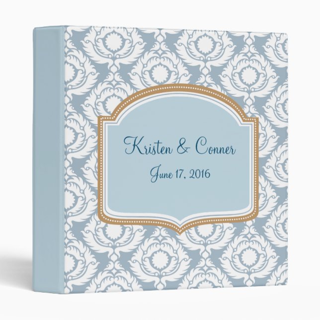 Blue and White Damask, Custom Photo Album Binder (Front/Spine)
