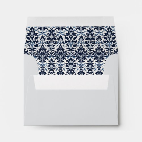 Blue and White Damask Envelope
