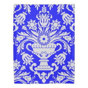 Blue and White Damask Floral Pattern Elegant Duvet Cover