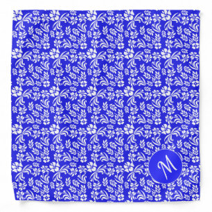 Blue and White Damask Monogrammed Dog Bandana