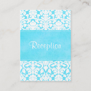 Blue and White Damask on Linen Enclosure Card