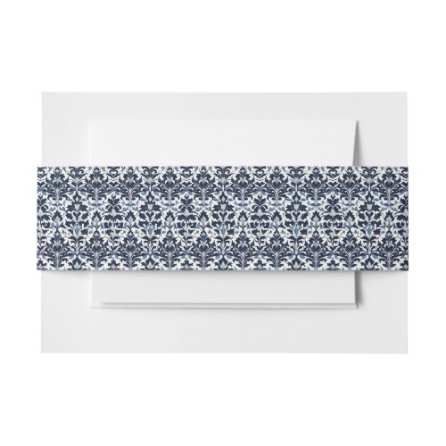 Blue and White Damask Style 1 Invitation Belly Band