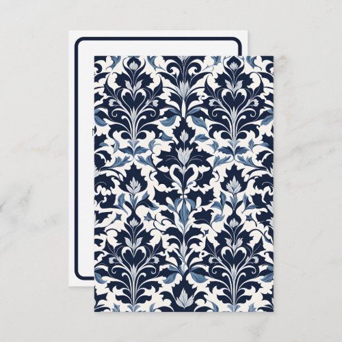 Blue and White Damask Style 1 RSVP