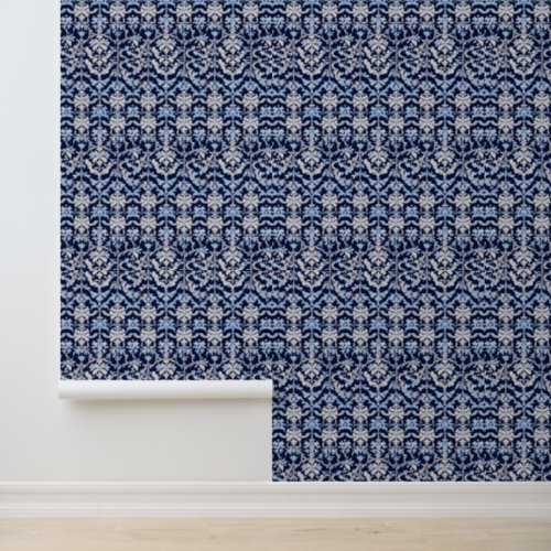 Blue and White Damask Wallpaper