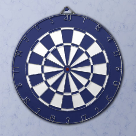 Blue And White Dartboard With Darts