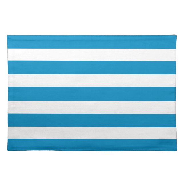 Blue and White Deckchair Stripes Cloth Placemat (Front)