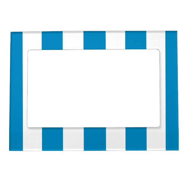 Blue and White Deckchair Stripes Magnetic Frame (Front)