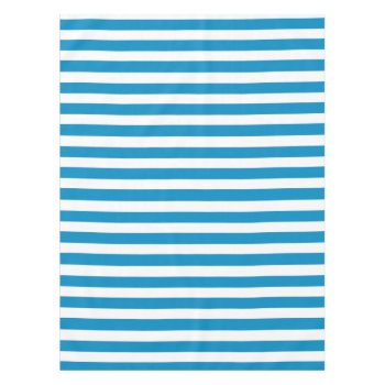 Blue And White Deckchair Stripes Tablecloth by beachcafe at Zazzle