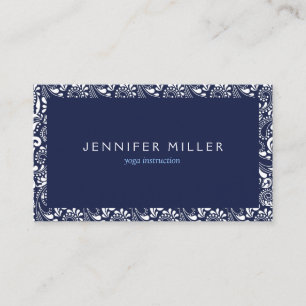 BLUE AND WHITE DECORATIVE BORDER BUSINESS CARD