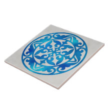 blue and white decorative ceramic tile
