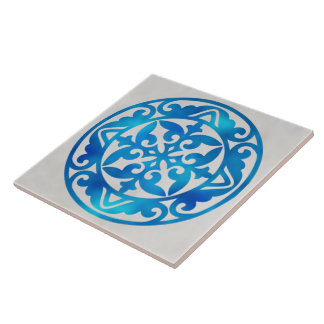 blue and white decorative ceramic tile