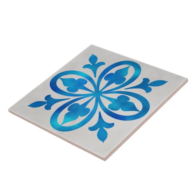 blue and white decorative ceramic tile (Side)