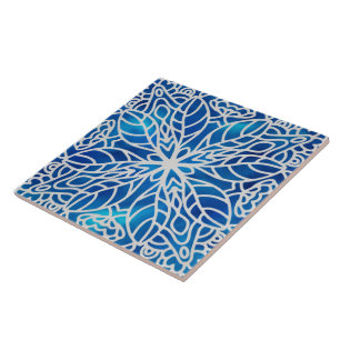 blue and white decorative ceramic tile