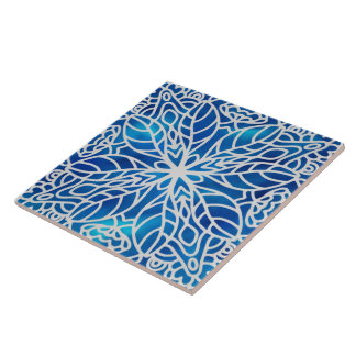 blue and white decorative ceramic tile