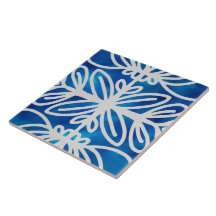 blue and white decorative ceramic tile