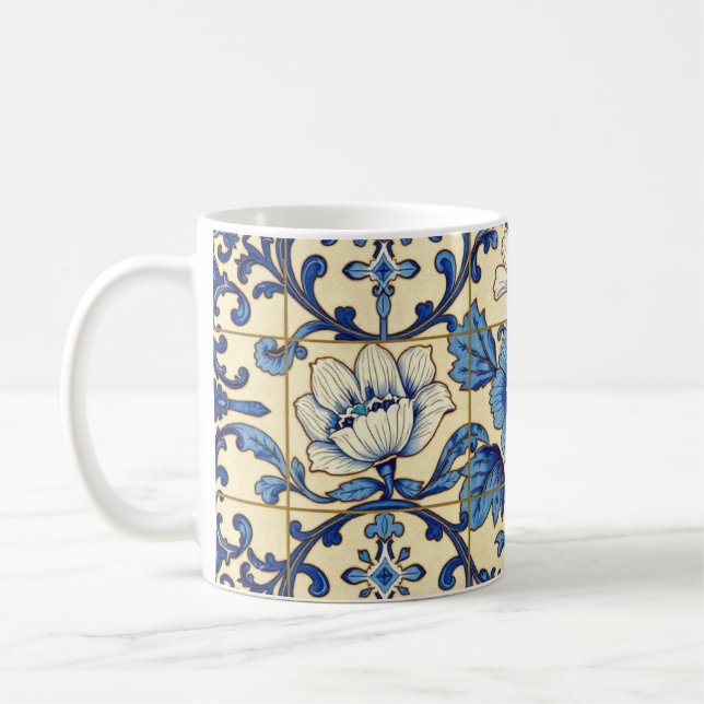 Blue And White Decorative Tile Coffee Mug (Left)