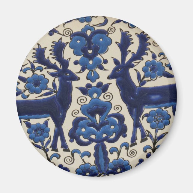 Blue and White Deer Vintage Magnet (Front)